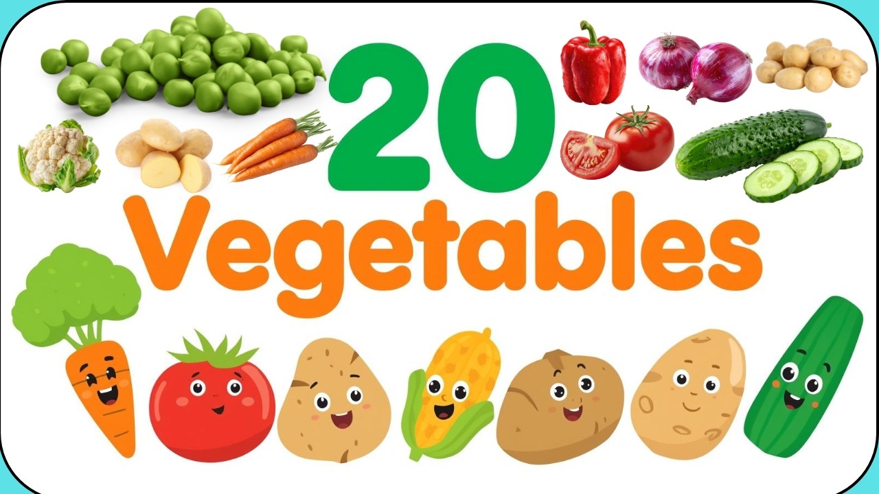 Learn 20 Vegetables for Kids | Vegetable Names and Pictures | Kids Learning Video