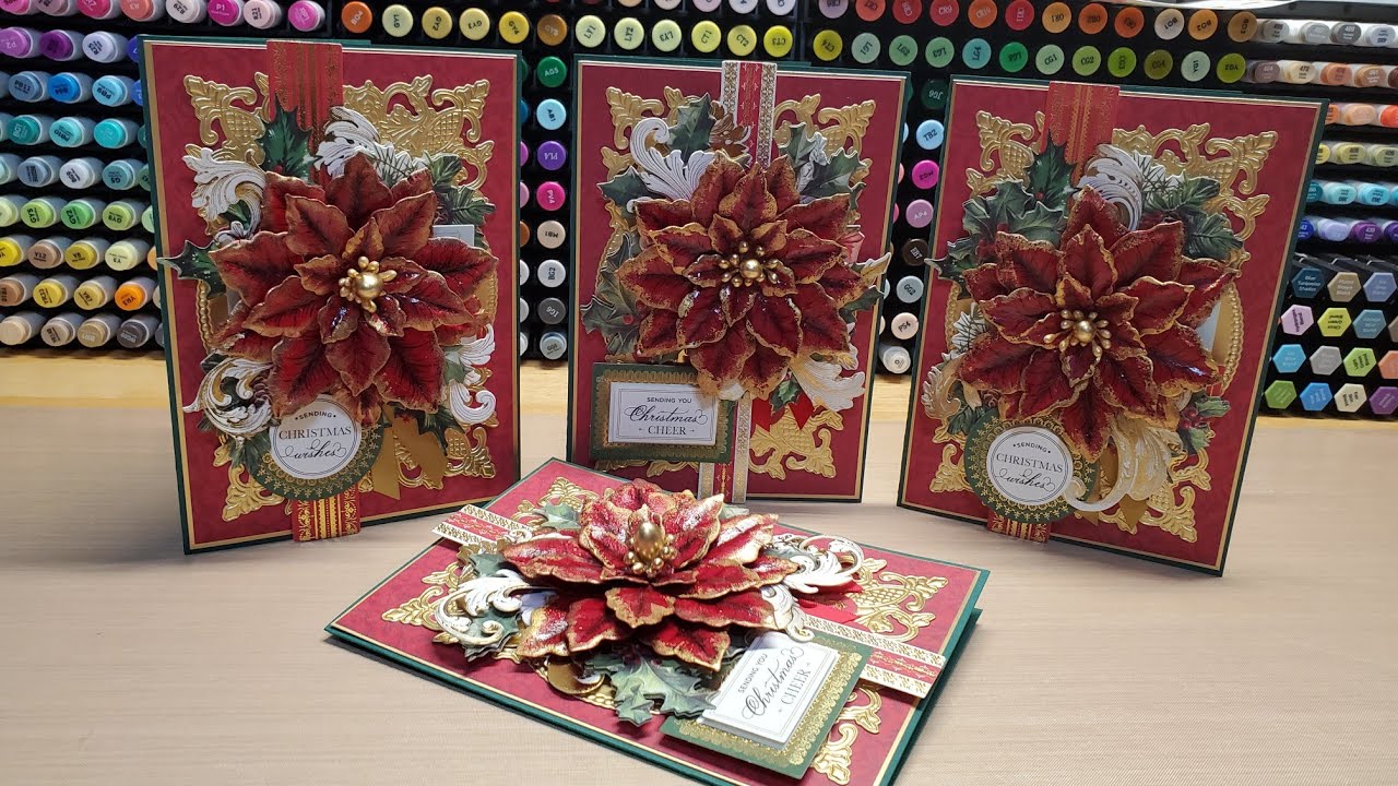 Anna Griffin 3D Rococco frame dies and Heartfelt Creations poinsettias, moulds in Sizzix Switch