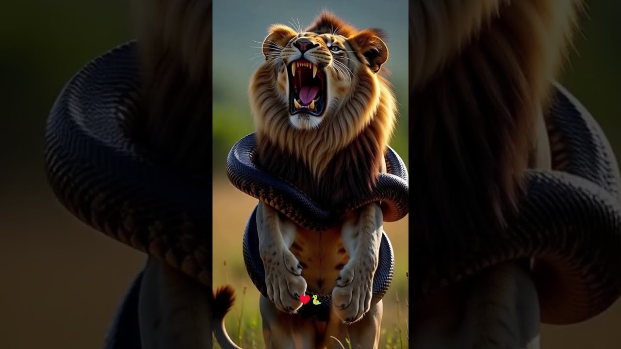 Lion Trapped by Giant Snake! Epic Wildlife Battle 