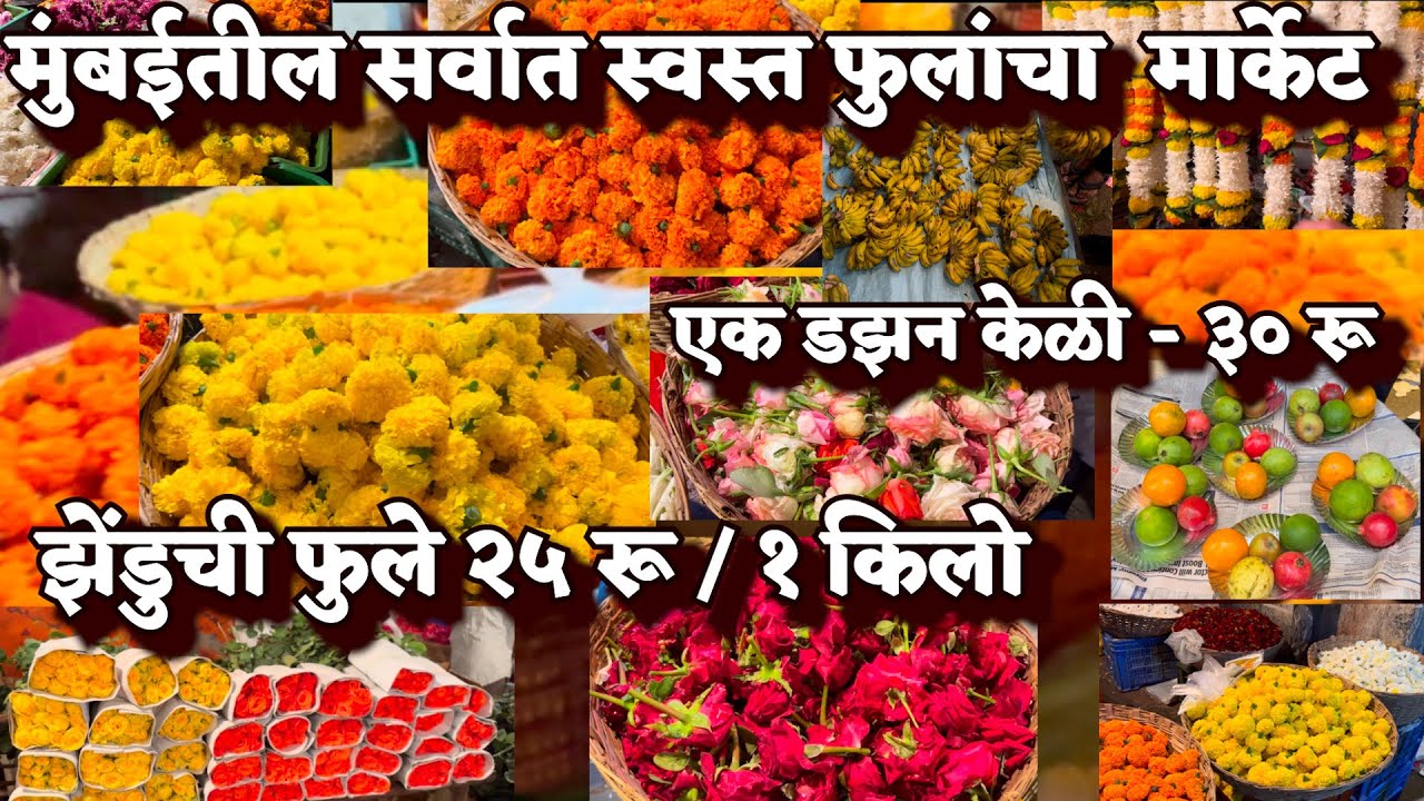 मुंबईतील सर्वात स्वस्त फुलांचा  मार्केट | झेंडुची फुले २५ रू / १ किलो | biggest flowers market