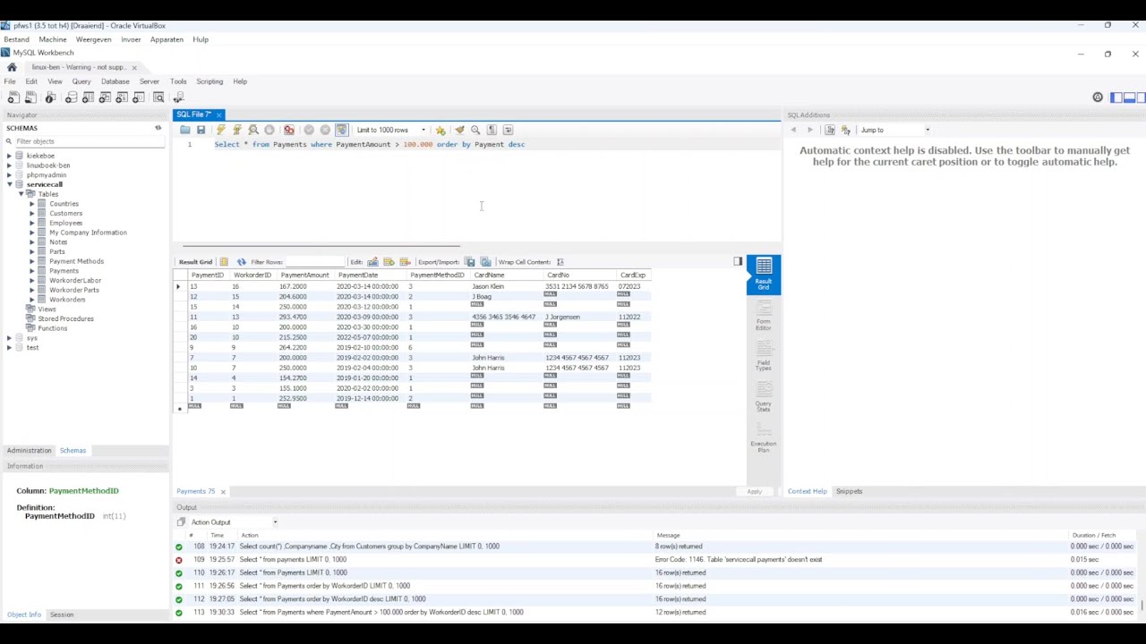 h12 4.3.3c sql filtert met where, and or, order by, group by between