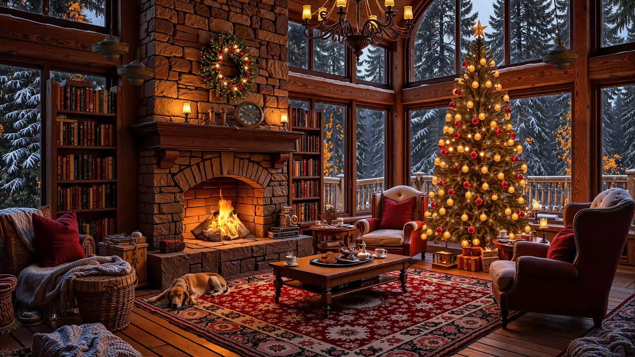 Christmas Winter Reading Nook Ambience ❄️ Smooth Christmas Jazz Music for Studying, Working 🎅