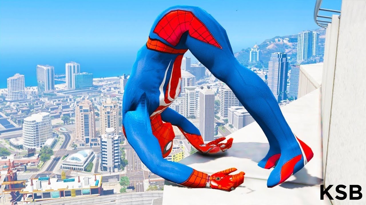 SPIDERMAN CRAZY JUMPS/FALLS #7 (GTA 5 Spider-Man Fails)