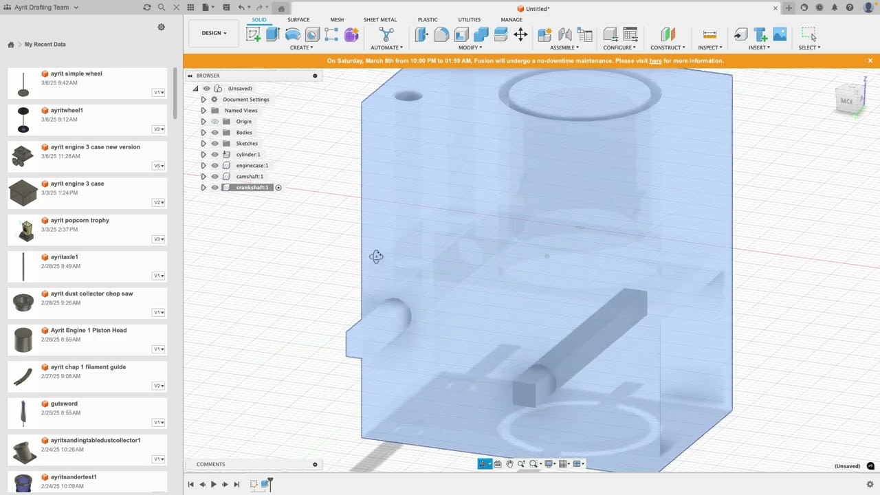 Design a Simple Single Cylinder Engine Fusion 360