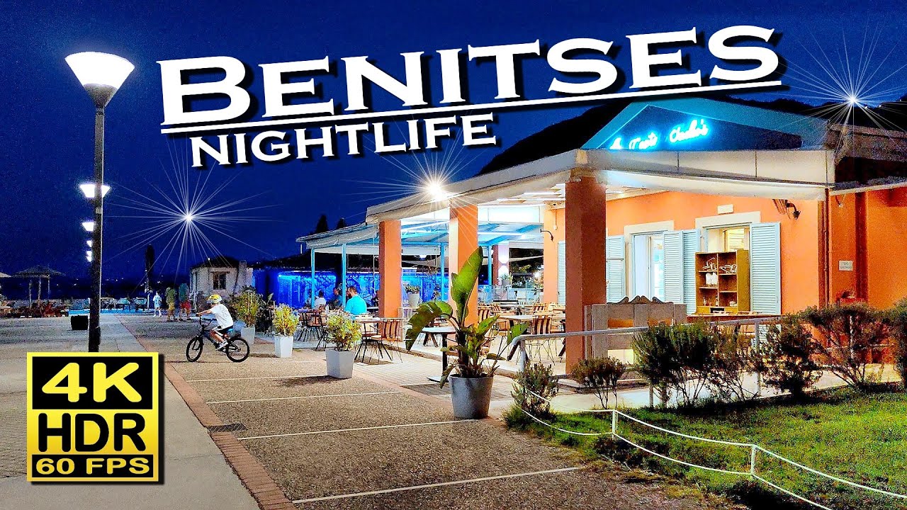 Corfu Greece Benitses Nightlife, Bars, Restaurants in 4K 60fps HDR 💖 The best places 👀 Walking tour