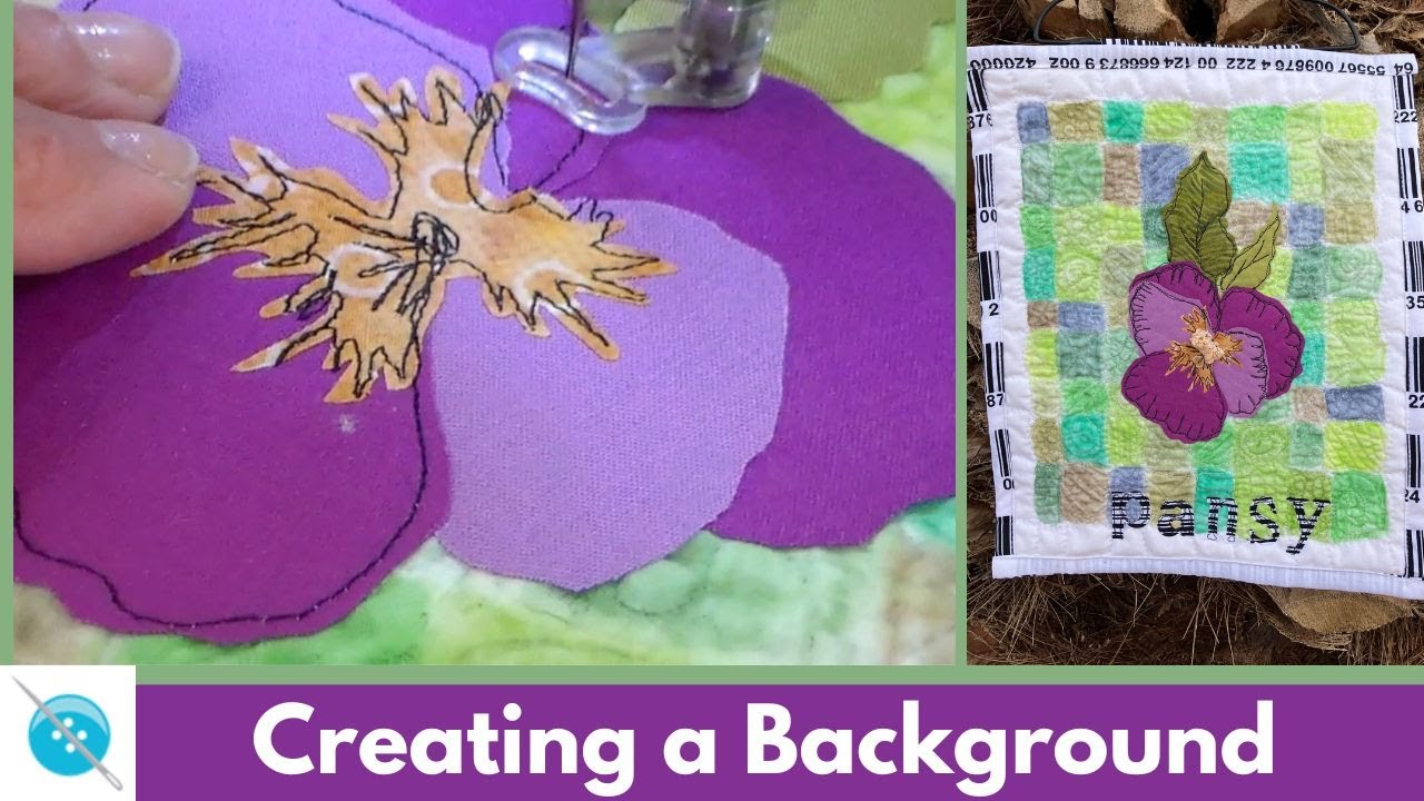 A Mini Art Quilt,  Using Inktense Pencils to Add Color to the Background