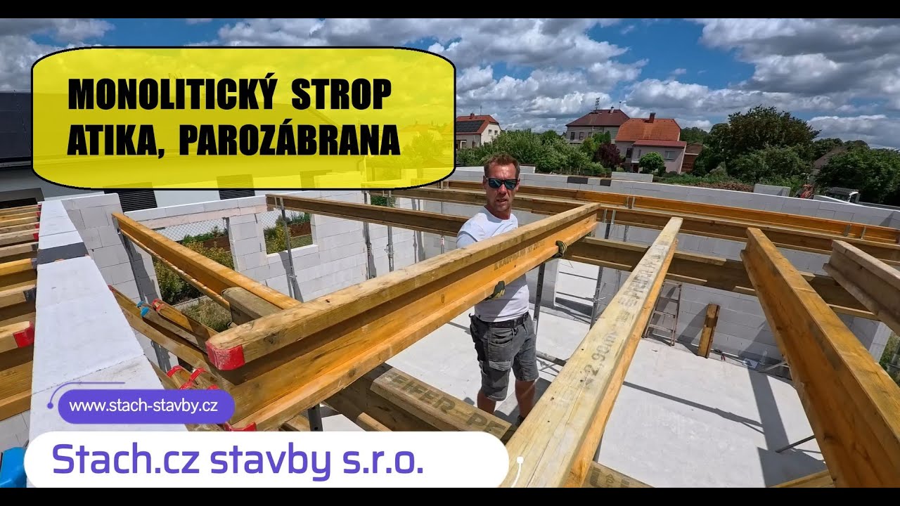Monolitický strop, atika, parozábrana