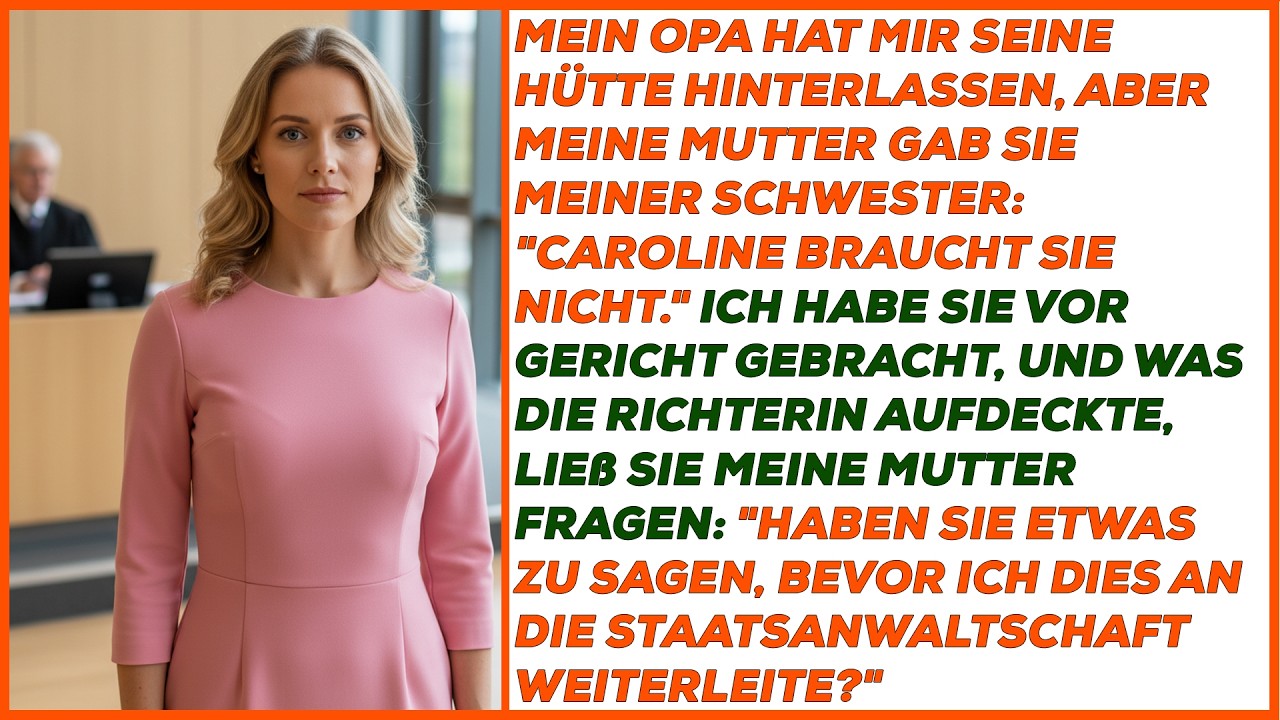 Opa vererbte mir die Hütte – Mama sagte: „Caroline braucht sie nicht.“ Dann sprach die Richterin.