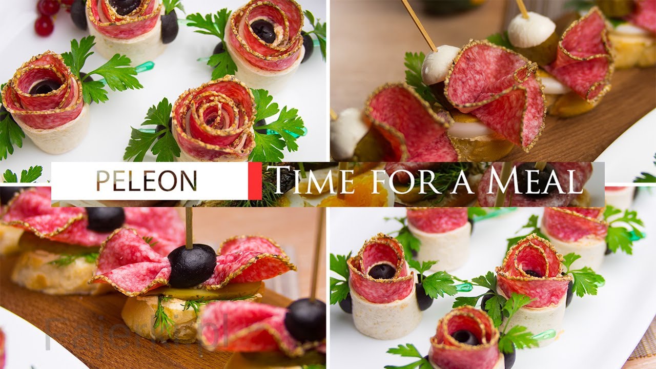 Изысканные закуски с салями - цветы и галстуки