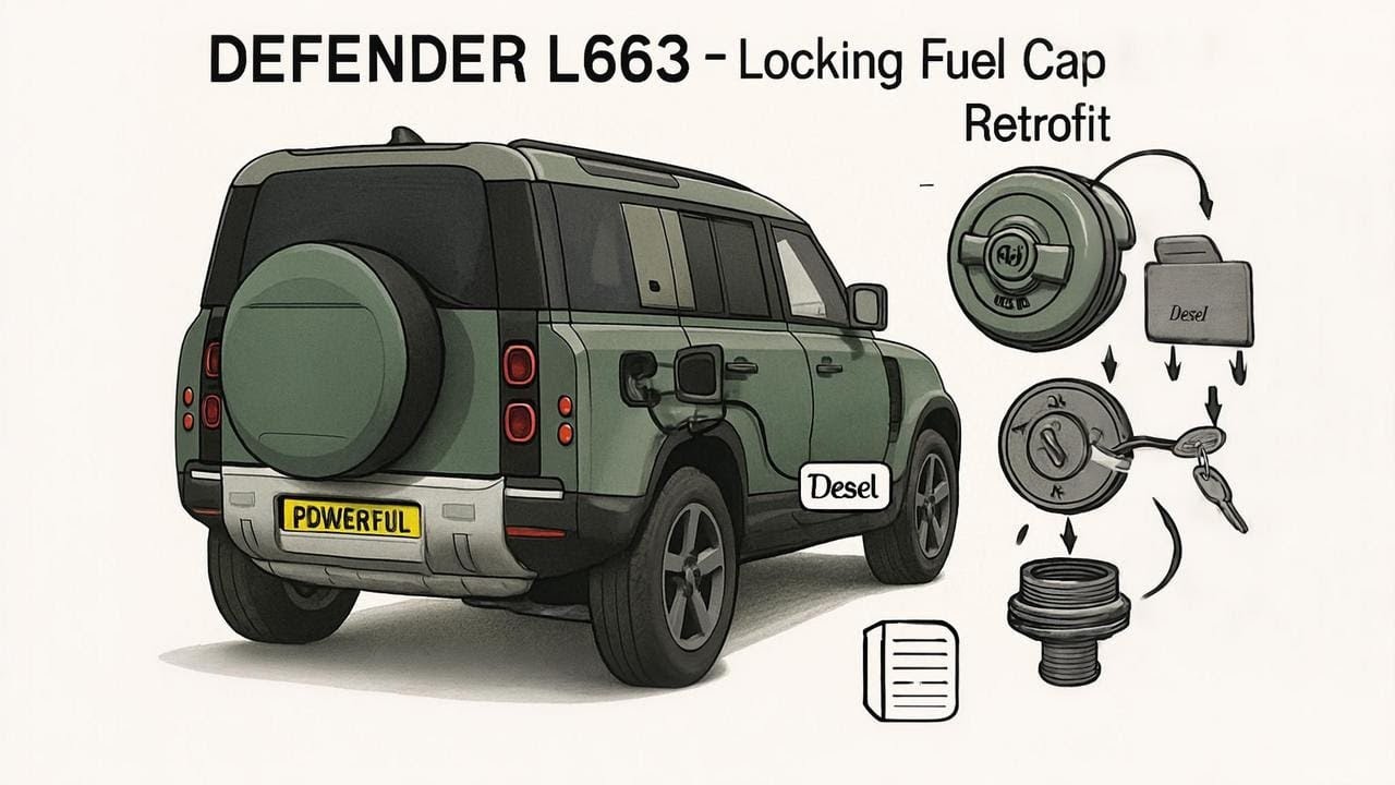Land Rover Defender L663 — комплект для модернизации крышки бензобака с замком