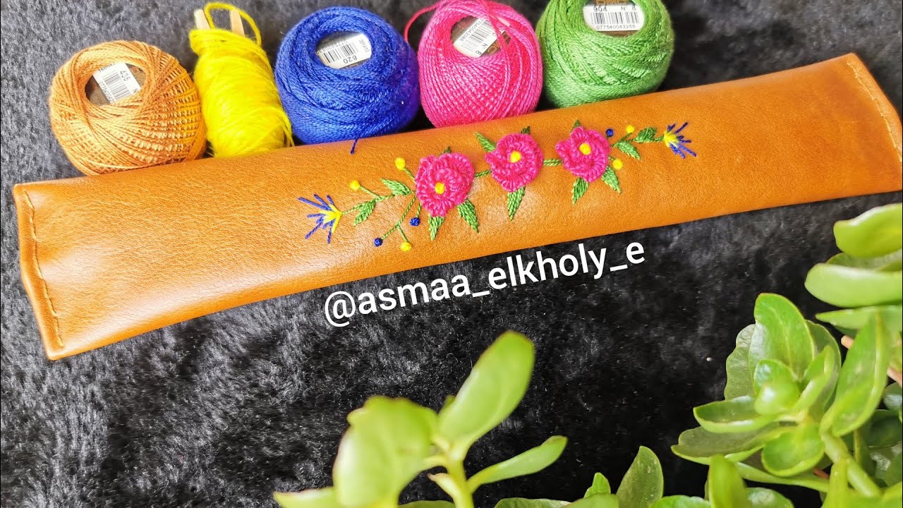 طريقه عمل يد جلد مظرزه 🌿 فكرتي وتنفيذي وتصميمي 🙈👏😌🎀