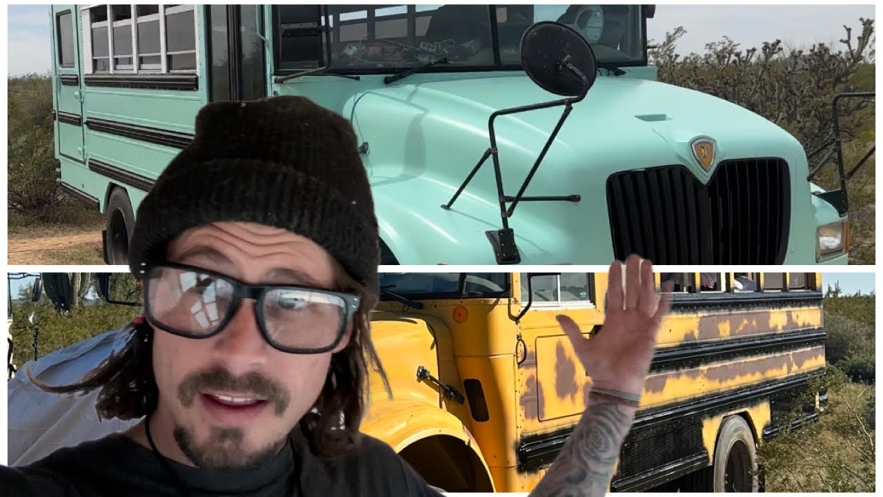 Living OFFGRID in the Arizona Desert/Painting my School Bus