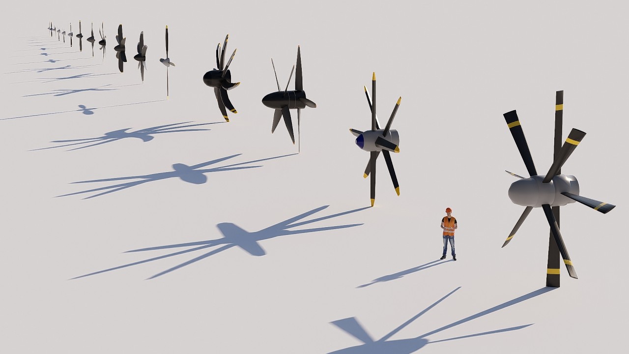 Airplane Propellers Size Comparison (3D)