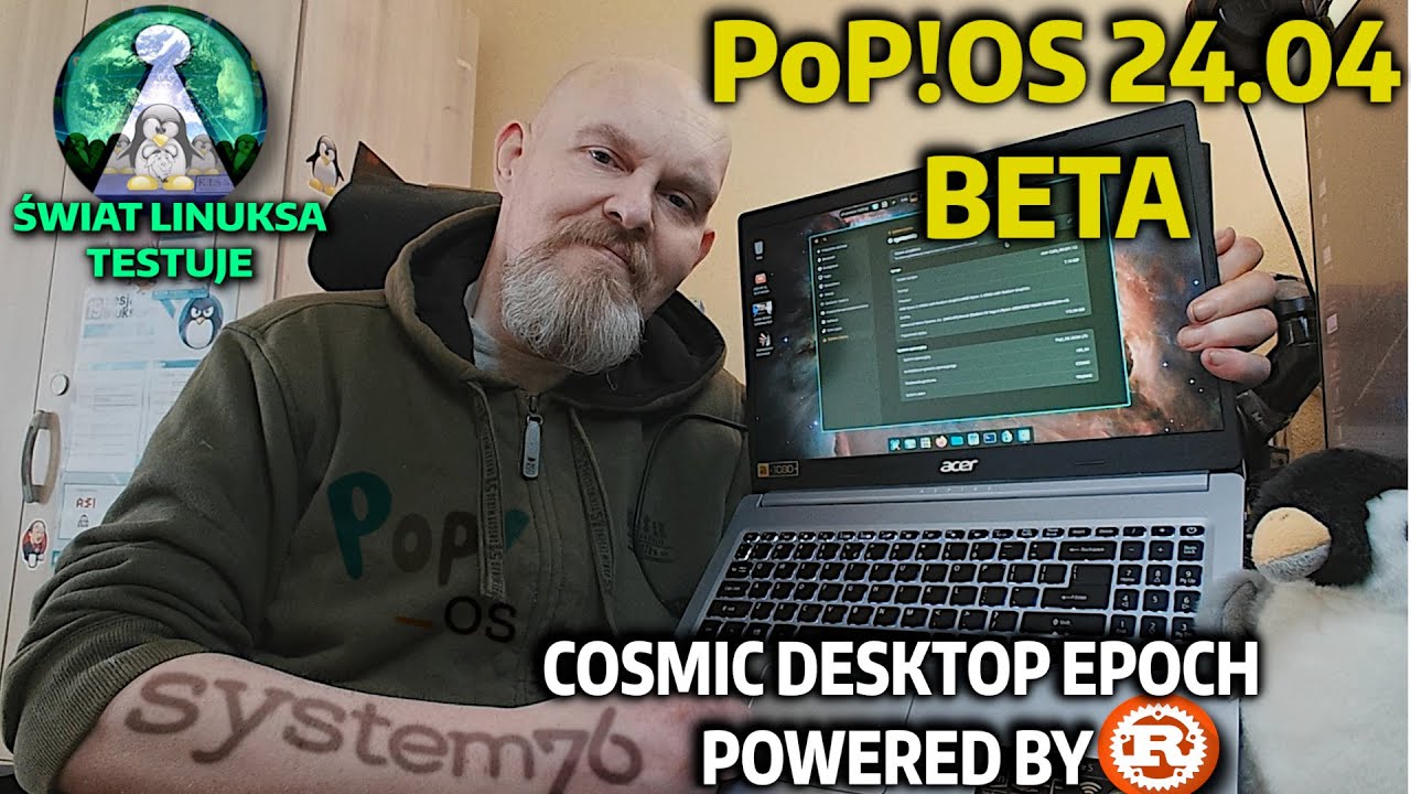 CAŁY WE RDZY - PopOS 24.04 BETA wraz z pulpitem COSMIC EPOCH RUST - REAL HARDWARE - wersja lektorska