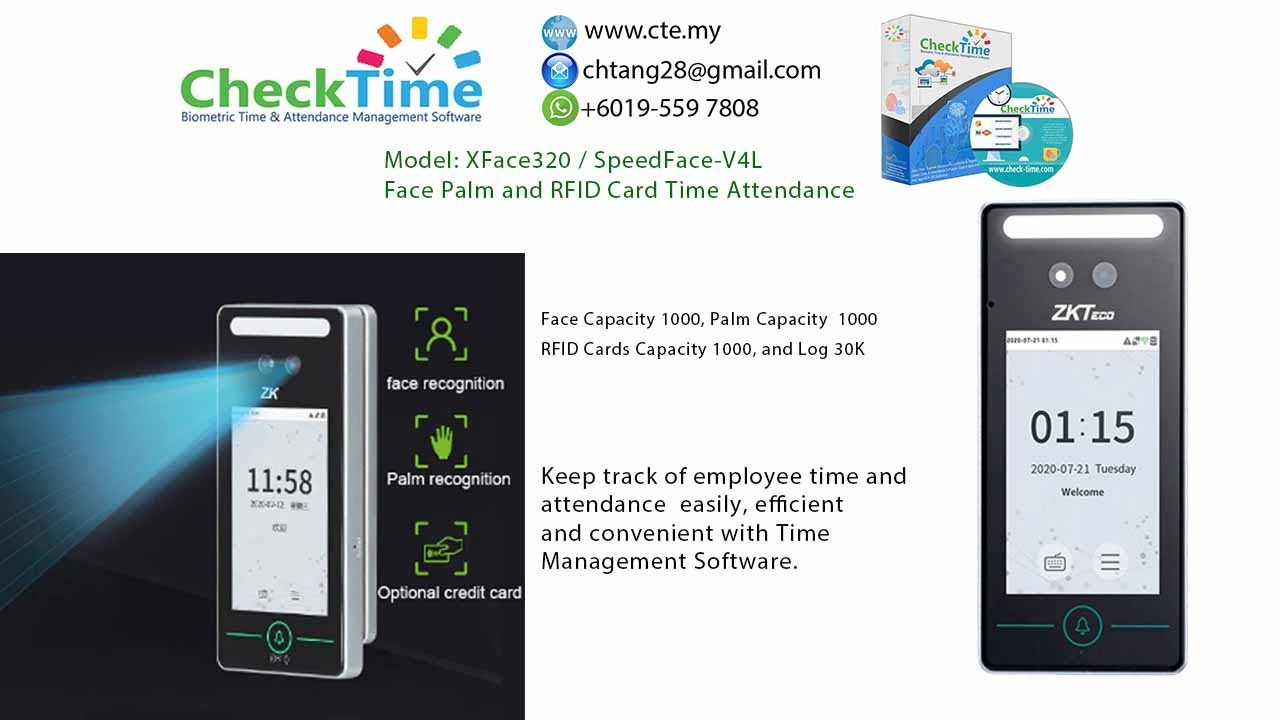 ZKTeco XFace320 SpeedFace V4L Introduction Face Palm RFID Cards Time Attendance