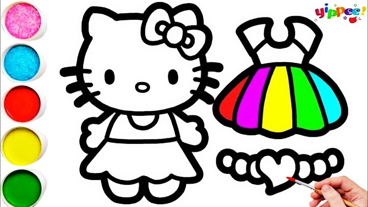 Cute Beautiful Hello Kitty Drawing Painting Coloring For kids And Toddlers Easy Kids Arts 