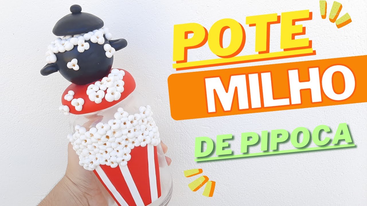 Pote para milho de pipoca em biscuit passo a passo sem molde