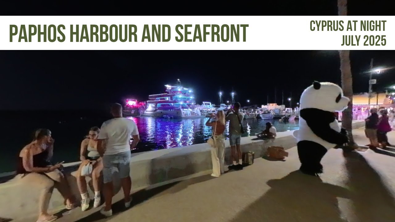 Saturday Night At Paphos Harbour And Sea Front