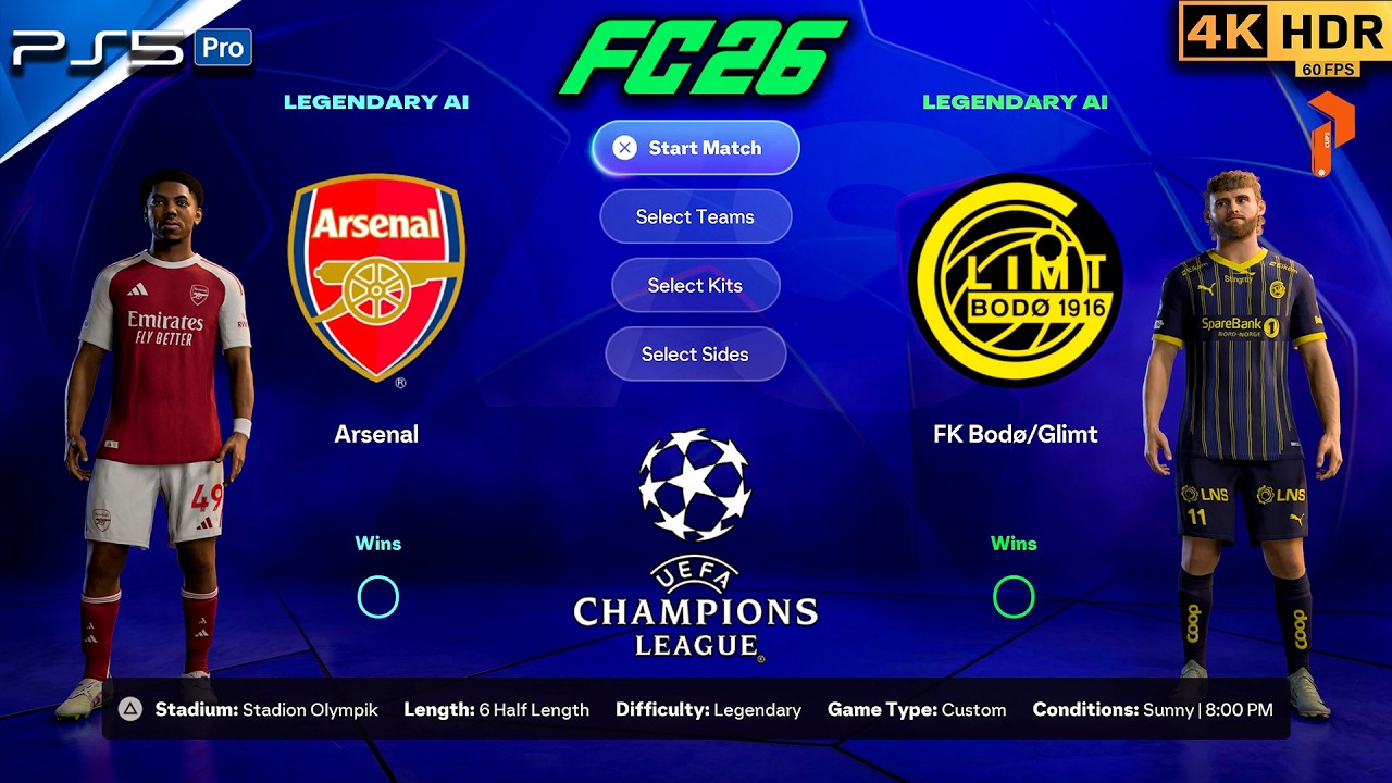🎮 EA Sports FC 26 | PS5 4K HDR 🏆 UCL Final: Arsenal F.C. vs. FK Bodø/Glimt #fc26 #ps5 #football #fyp