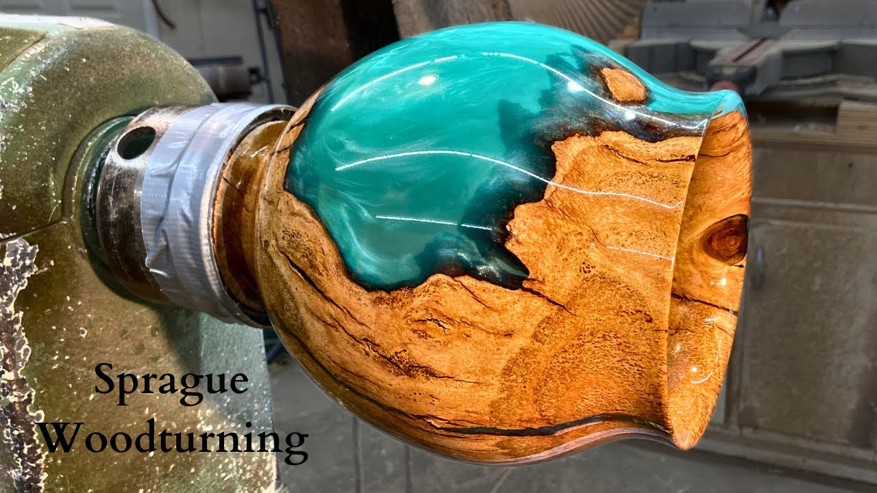 Woodturning - Cherry Burl Loves Emerald Green Pigment!