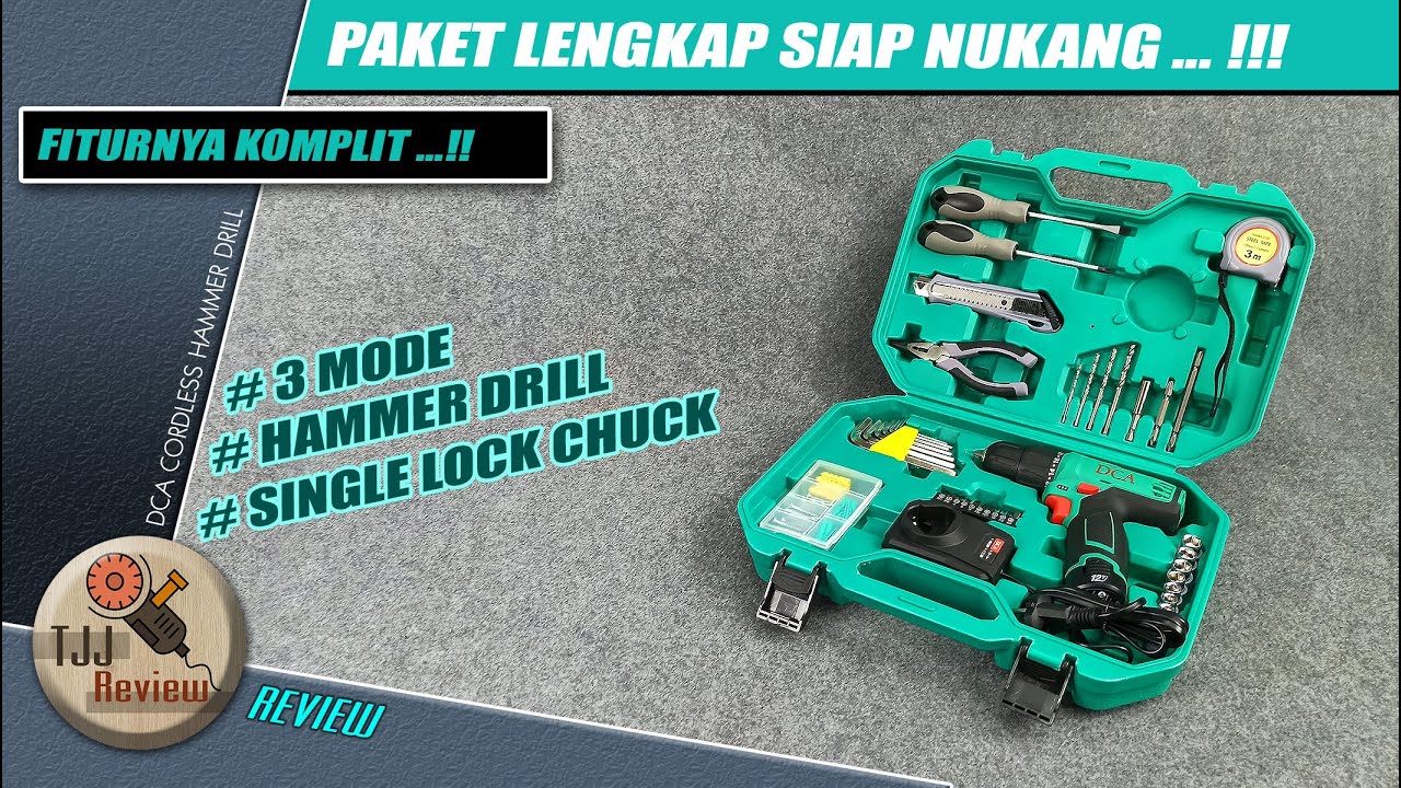 Formasi full komplit nih, Review DCA CORDLESS BRUSHLESS HAMMER DRILL ADJZ1202i