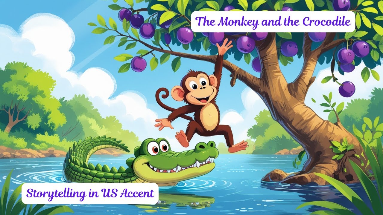 The Monkey and the Crocodile 🐒🐊 | Panchatantra Bedtime Story for Kids | Moral Stories for Preschool