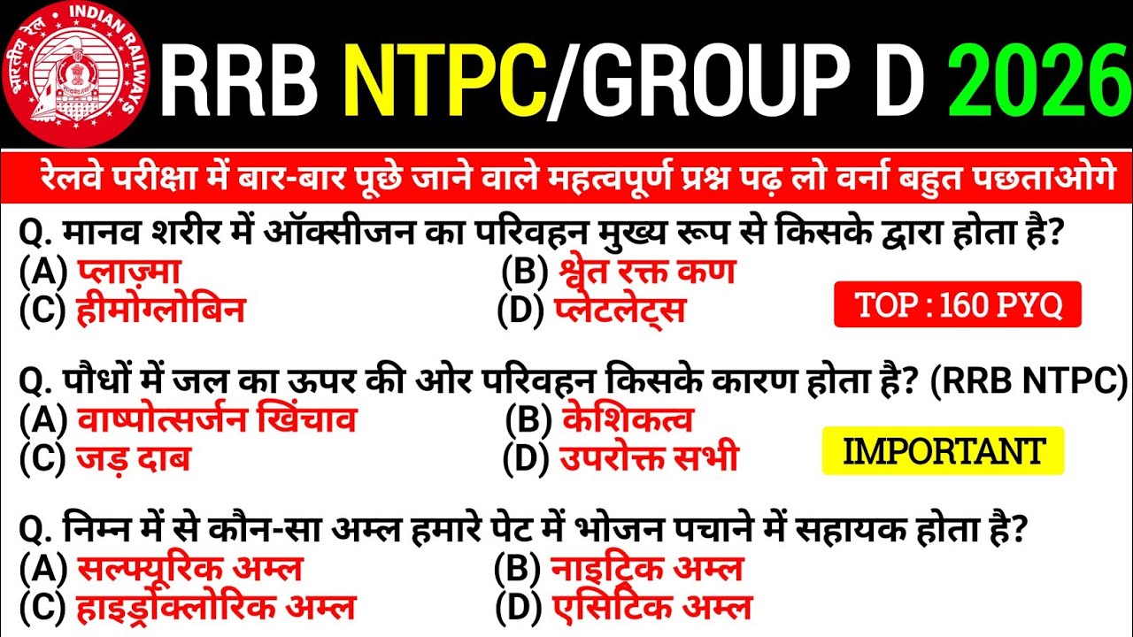 RRB NTPC GK GS + Science PYQ | NTPC CBT-1 Previous Year Questions 2021 | Railway NTPC 2024 #ntpc 