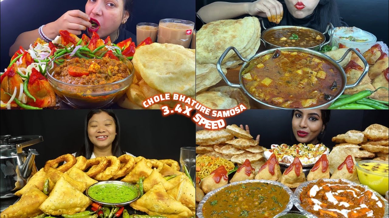 ASMR: Eating Samosa Eating Challenge 😍😘 chole bhature Maggie dahi Puri onion rings Mukbang