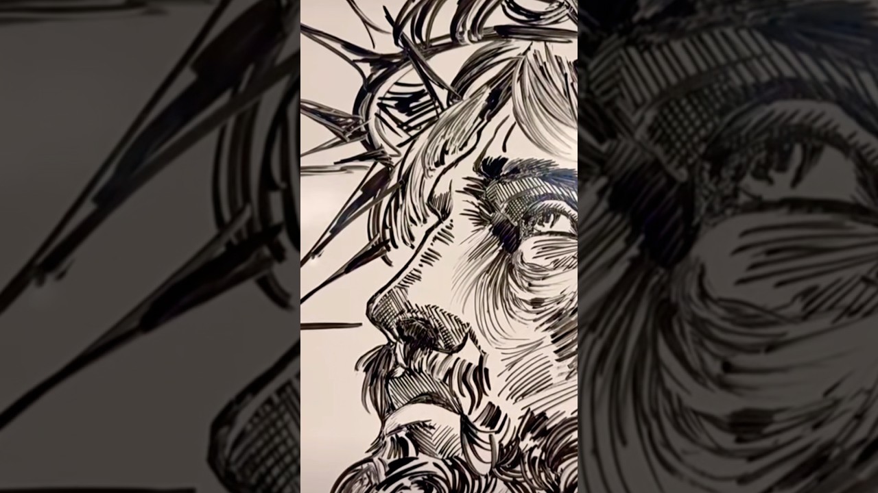 Drawing Jesus with a dry erase marker. ✝︎ #jesus #god #love #drawing #art #subscribe #shorts