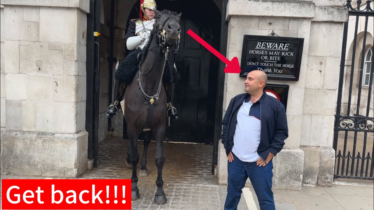 Tourist Refuses Orders, Lady Trooper Forces Him Back with Horse