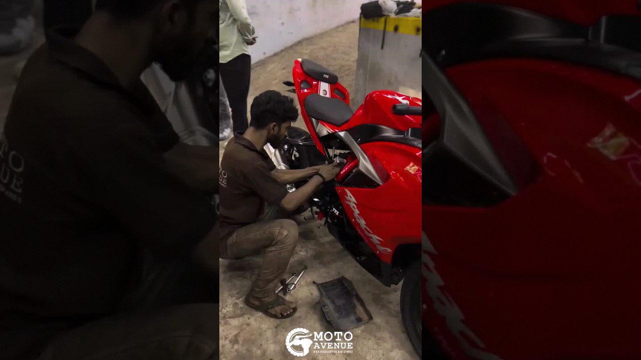 RR 310 INSTALLING AKRAPOVIC' EXHAUST #popular #viral #most #audience #apache #rr310