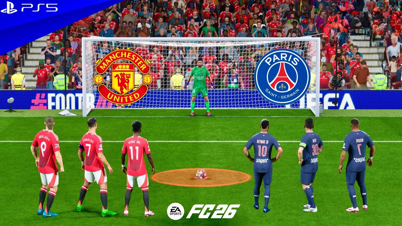 FC 26 | RONALDO MESSI NEYMAR MBAPPE HAALAND VINICIUS YAMAL | MAN UNITED VS PSG - PENALTY SHOOTOUT