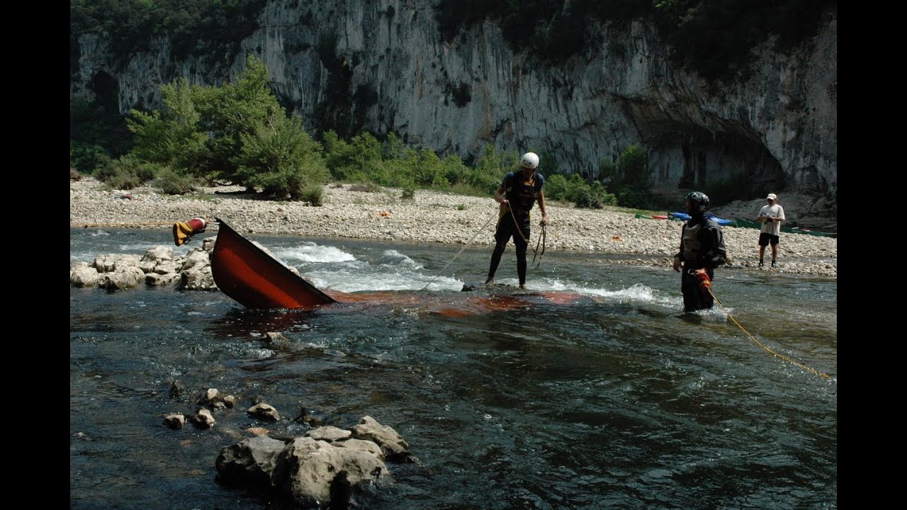 Unpinning a Canoe 1:  using a Z Drag to pull a canoe (or kayak) off a pin in a rescue.