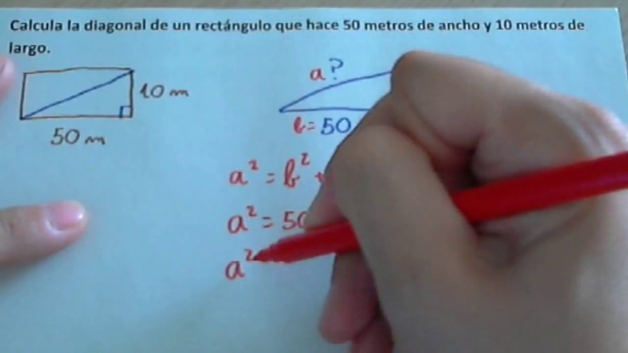 Calcular la diagonal de un rectángulo o cuadrado y problema de calcular la diagonal