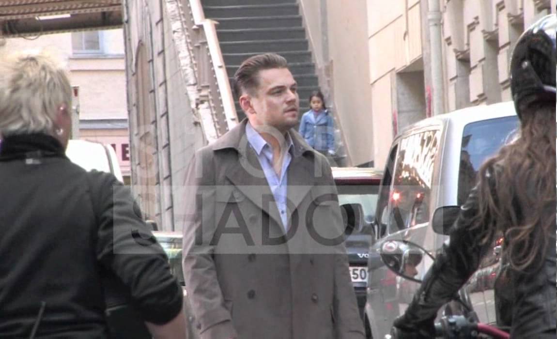 Leonardo DiCaprio on the movie set of Inception shot in Paris