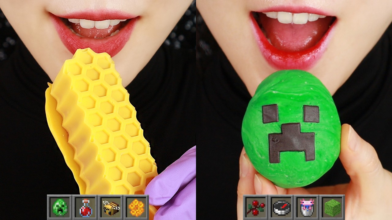 MINECRAFT FOOD ASMR 💚 CHOCOLATE COVERED STRAWBERRY, MINECRAFT ITEMS IN REAL LIFE