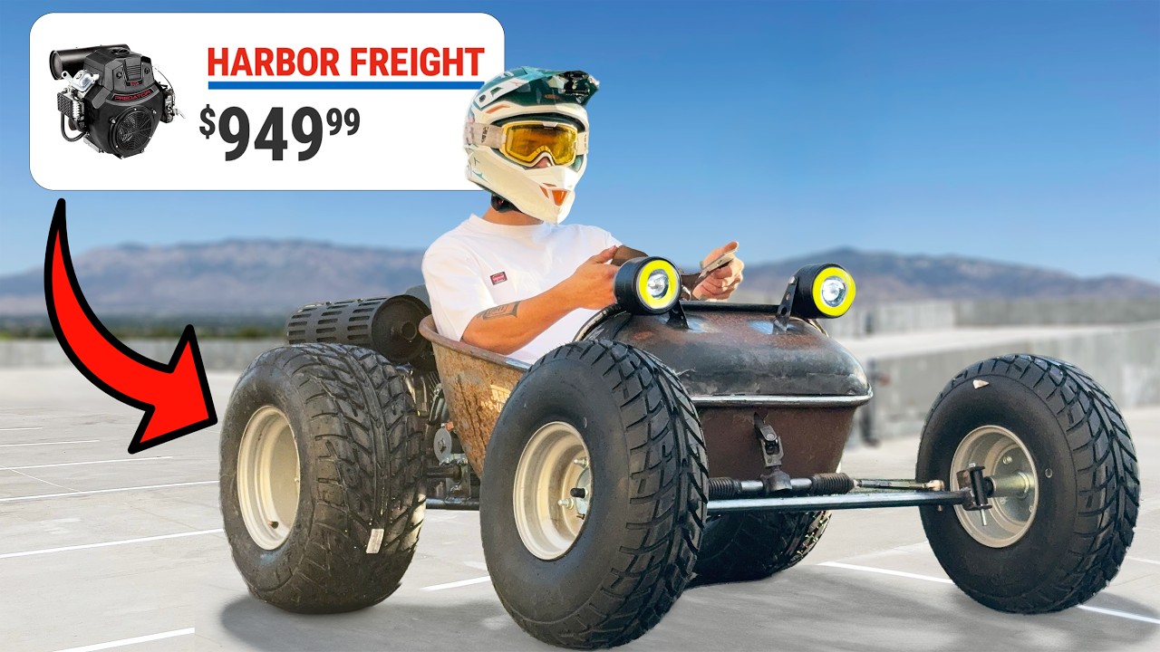 Я построил мини-рэт-род с двигателем Harbor Freight V-Twin объёмом 670 куб. см.