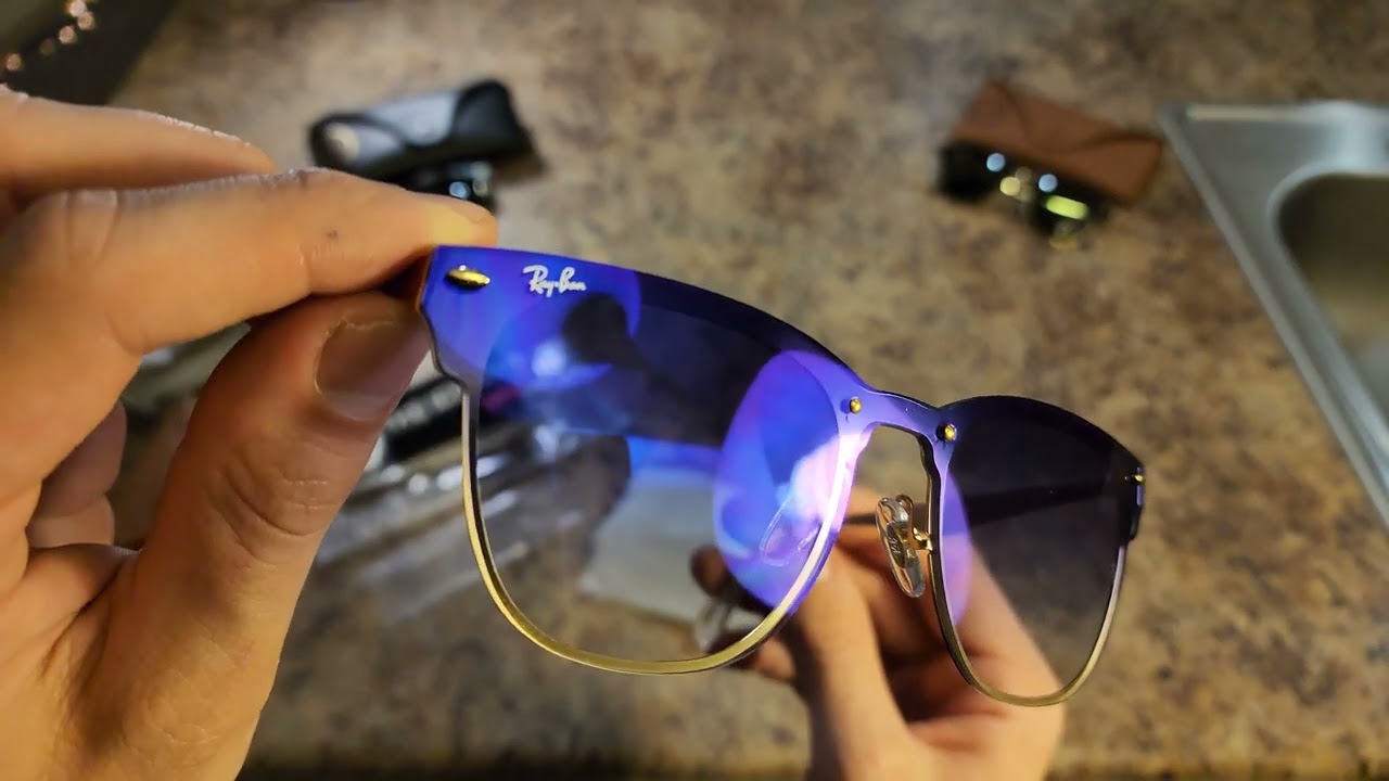 Ray Ban RB 3576 Clubmaster Blaze (Blue/Gold) Unboxing