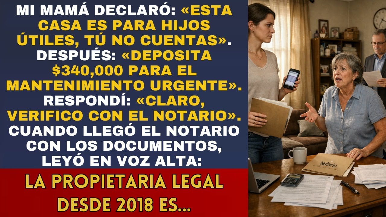 Mi mamá: «La casa es para hijos útiles solamente» El notario: «Su hija es la propietaria real,