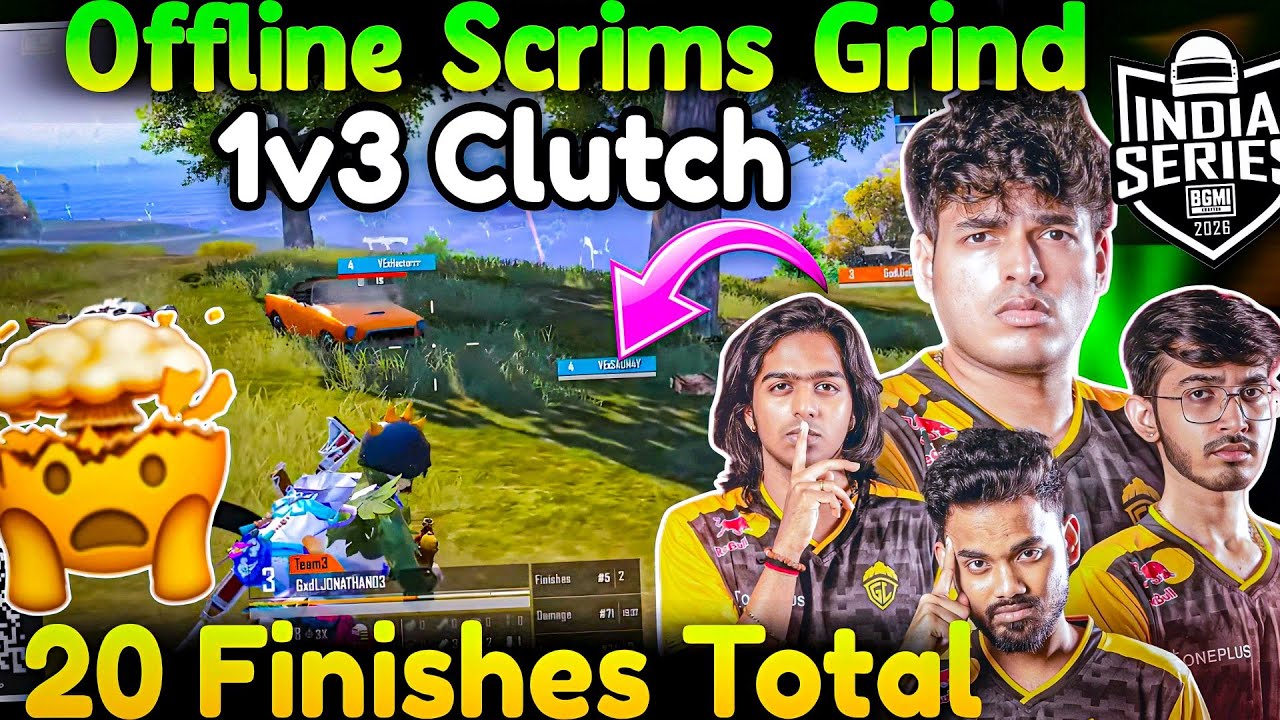 🇮🇳GodLike Offline Scrims Grind🔥 Andha Push🥵 Spower Manya 1v3📈 20 Finishes Total😲