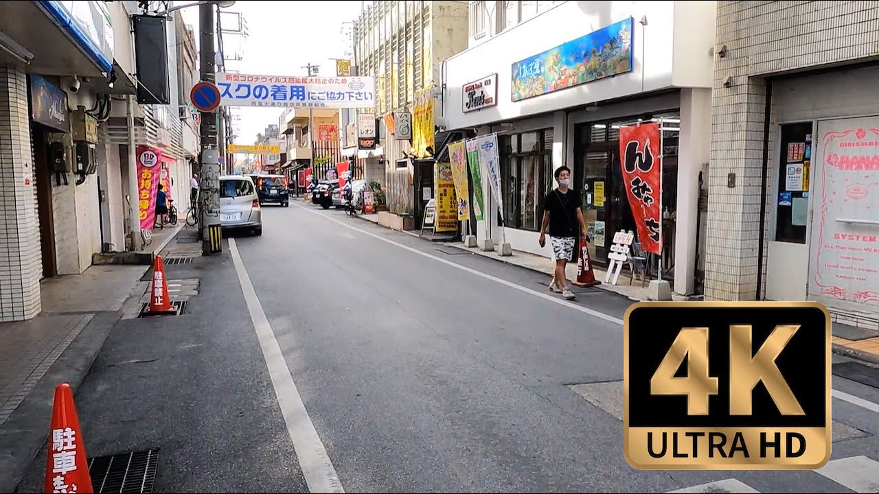 【4K Walk】City Center of Southern Island in Japan, Miyako Island 宮古島の中心街
