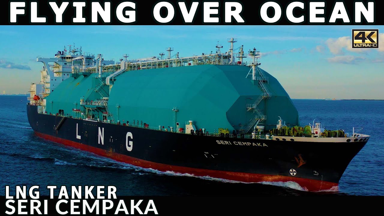 Beautiful MOSS Type LNG Tanker in motion | Seri Cempaka | Flying Over Ocean | DJI Mavic 2 Pro