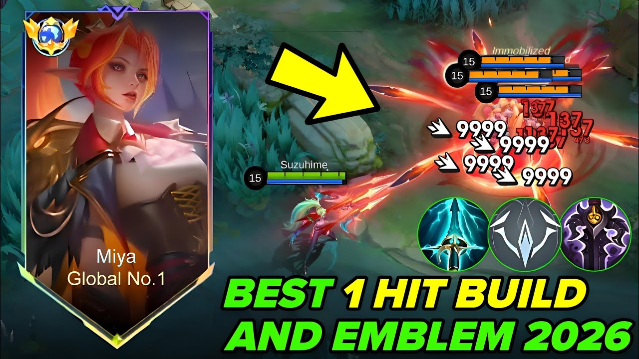 GLOBAL MIYA BEST 1 HIT DELETE BUILD AND EMBLEM 2026! (please try!🔥) ~ Top 1 Global Miya Gameplay!!