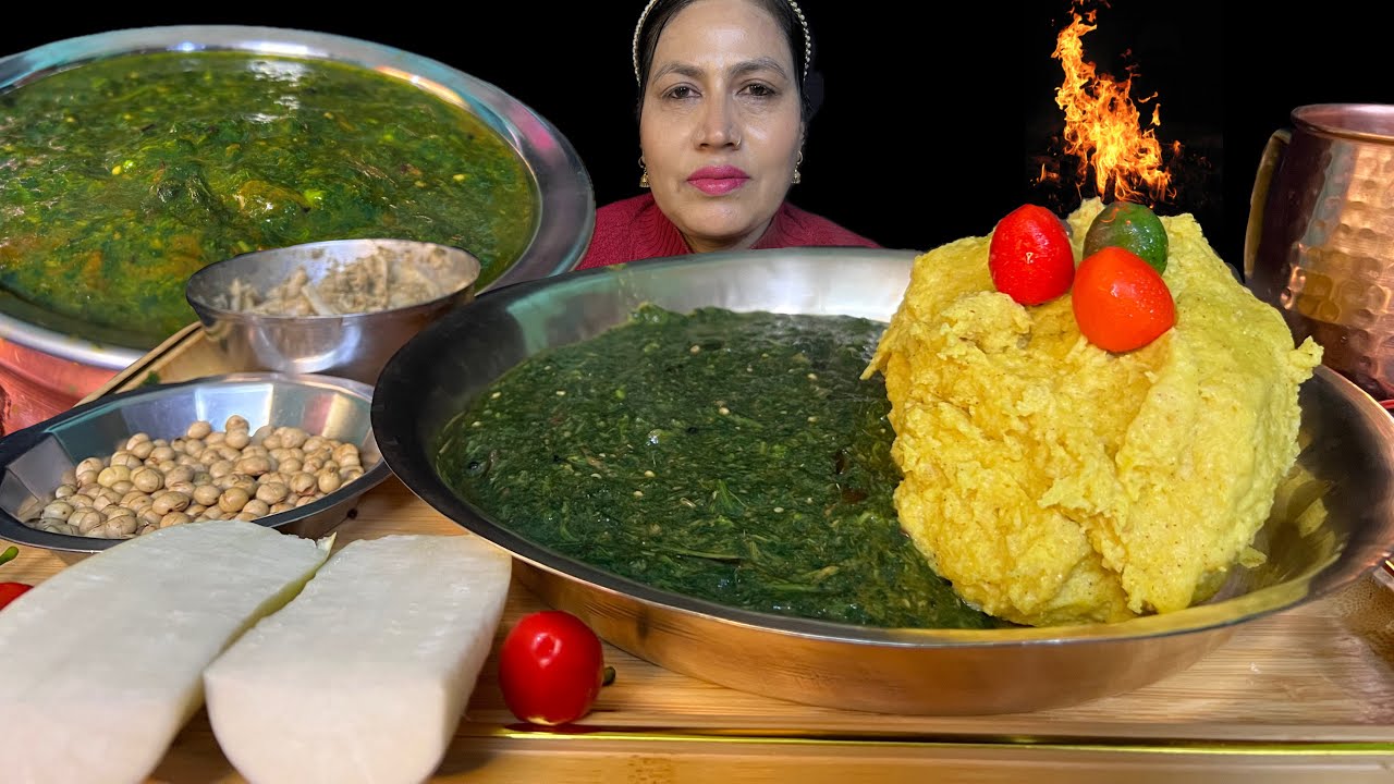 सिस्नु खोजीखोजी खानुस्। ढिँडो र सिस्नु मजाले खाइयो।🔥DHIDO WITH NETTLE LEAF CURRY😋|ORGANIC MUKBANG🌶️🔥