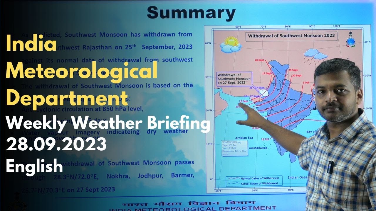 Withdrawal of monsoon from north-west part of the country.