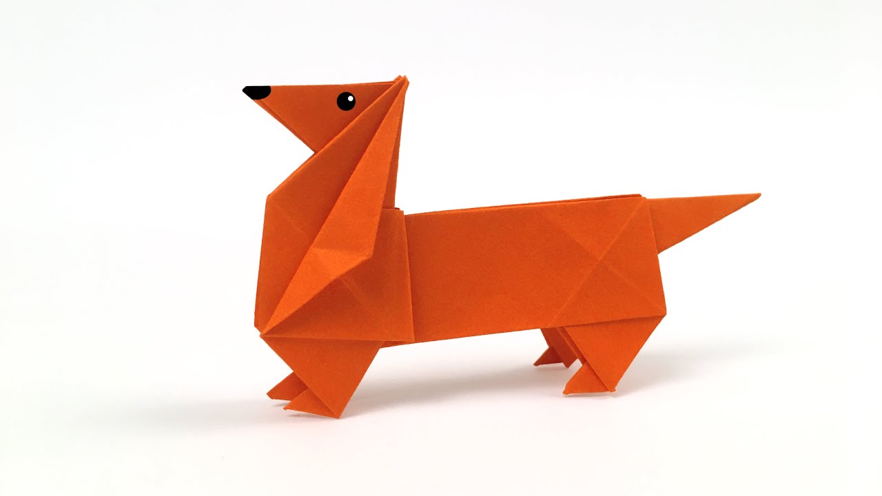 Origami Dog - Origami and paper craft tutorial  - How to make an origami sausage Dog