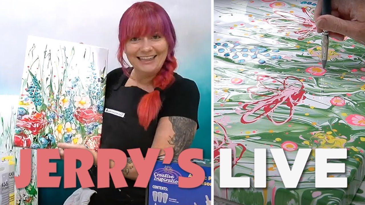 Jerry's LIVE Episode #JL254: Acrylic Pour Painting and Splatters: Wildflowers
