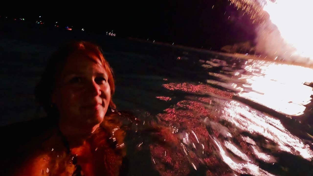 Under the Friday Night Fireworks In the Ocean Hilton Hawaiian Village Waikiki Hawaii