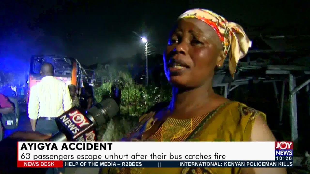 Ayigya Accident: 63 passenger escape unhurt after their bus catches fire- Joy News  (7-12-21)