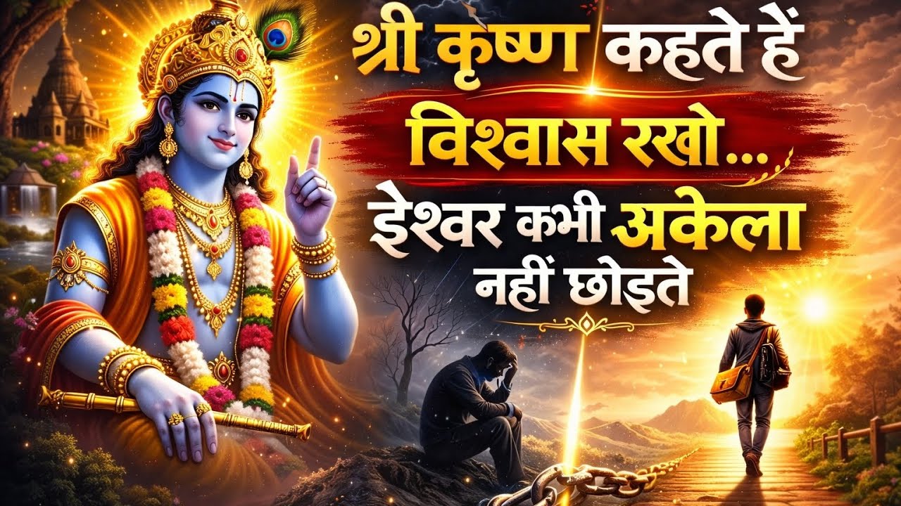 श्री कृष्ण कहते हैं। विश्वास रखो ईश्वर कभी अकेला नहीं छोड़ते । #viral #video #gita #krishna #popular